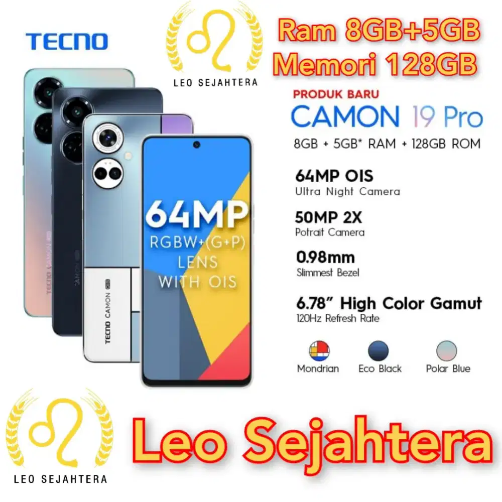 Tecno ram 8gb 128gb Camon 19 pro baru segel bonus banyak garansi resmi