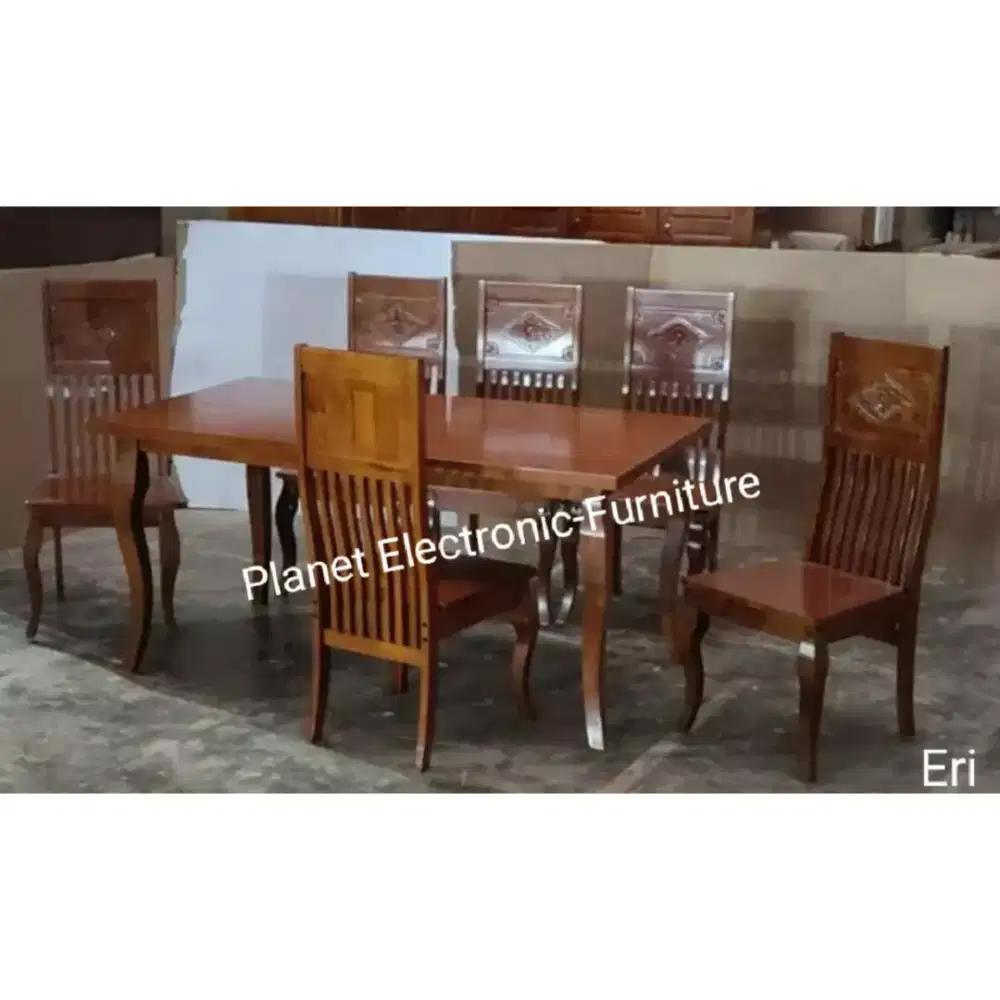 Meja Makan kayu Solid 6kursi  Dining Set 6person  Meja Restoran
