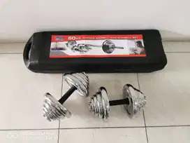 Barbell Set Chrome 50kg Alat angkat Beban Dumble / Dumbbell / Dumbel