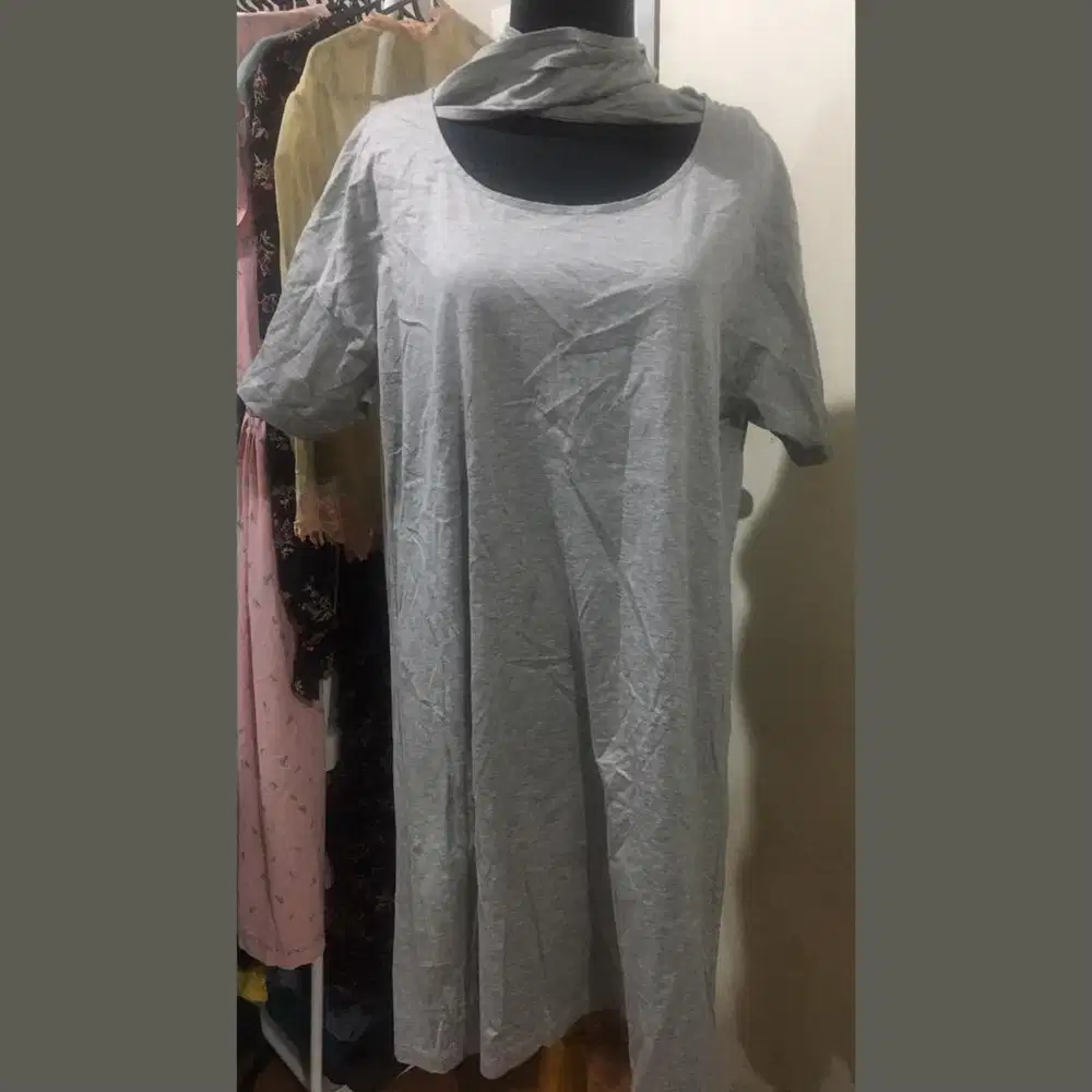 Dress Kaos Abu Jumbo Unique