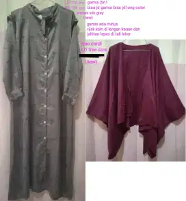 new gamis long outer armani silk LD 120 kekinian free cardi free size