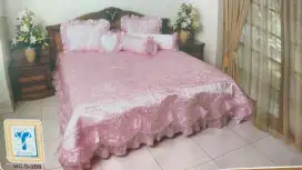 Bed Cover Pengantin Pink 200x180 Lengkap ex Display saja