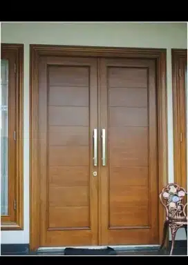 Pintu rumah kusen pintu kupu tarung material full kayu jati pilihan