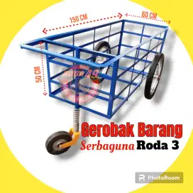 Gerobak barang rangka besi roda tiga ukuran P.150 L.60 T.50