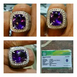 Cincin batu kecubung Kalimantan natural + memo