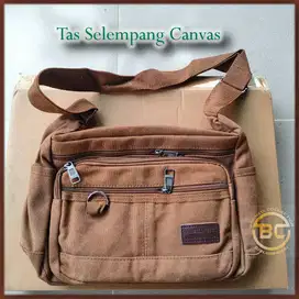 Tas Selempang Pria Bahan Canvas Besar Bahu