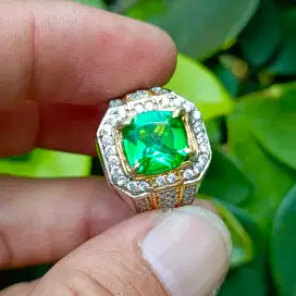 Cincin Batu Permata Natural GREEN TOPAZ + Memo (3,50ct)