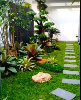 Mengerjakan batu sikat ampyangan taman kolam gresik, sidoarjo,surabaya
