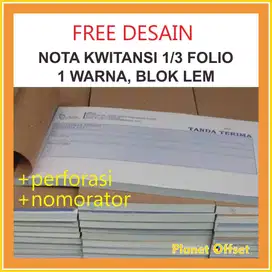Cetak Bon Nota Faktur Kwitansi Carbonless 2 Rangkap NCR 1/3 Folio