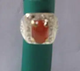 Cincin Perak  dgn Batu Asli Angkik-Belanda & Alexandri Kecubungg